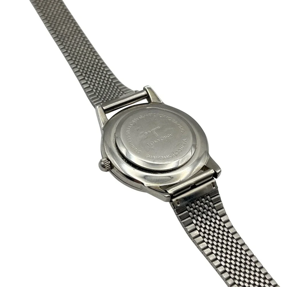 TOKYObay Silver Mesh Watch‎ Yellow Sunray Dial Stainless Steel Analog Quartz